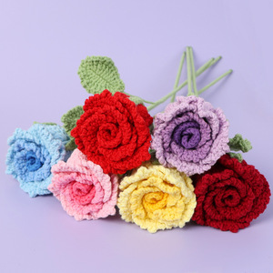 <span class=keywords><strong>Bouquet</strong></span> <span class=keywords><strong>de</strong></span> fleurs roses tricoté à la main pour la Saint-Valentin Fête des mères Anniversaire Mariage Journée des enseignants - Product Image 1