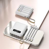 Chargeur de téléphone portable personnalisé avec logo, mini batterie externe 5000mAh 10000mAh, affichage numérique, 4 câbles intégrés, Micro USB 10W, PVC, vente en gros d'usine