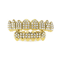 Europeu HOT Silicone Bronze Cristal CZ Iced Dentes Grillz Grillz Dentes de Zircão Para Os Homens do Hip Hop Rapper Jóias