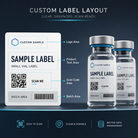 Etiquetas de péptidos con código QR personalizado, pegatinas impermeables para viales, para empaques de botellas pequeñas, impresión de código de barras y número de lote, OEM