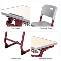 Ensemble de mobilier scolaire personnalisable et disponible en gros pour les salles de classe, table et chaise d'étude de style moderne