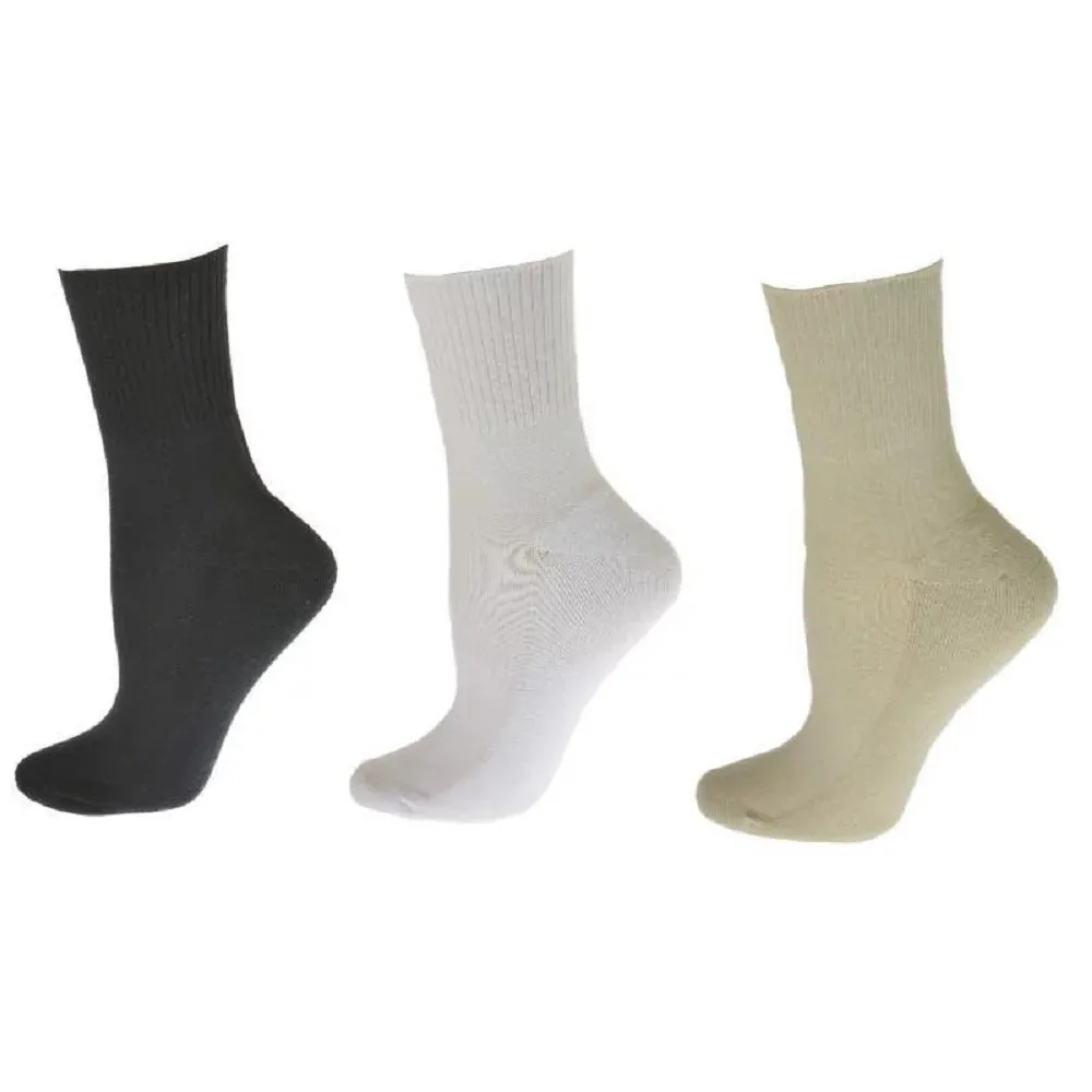 Soft Moisture-Wicking Cotton Diabetic Arthritic Women Crew Cushioned Sock With Smooth Toe