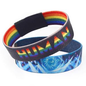 Bracelet en tissu personnalisé avec logo, impression couleur par sublimation, pour événements, publicité, cadeaux, bracelet élastique pour poignet - Product Image 1