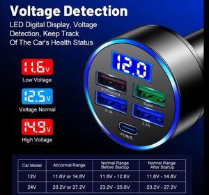 Nouveautés Chargeur de voiture rapide avec écran LED numérique Adaptateur rapide 33W 4 ports USB Type C PD Station de charge pour voiture - Product Image 5