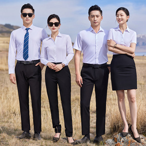 Unisex Business Formal Shirts Slim Fit Solid Color Bamboo Fiber Anti-Wrinkle Poplin Men's Shirts - Product Image 3