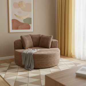 In Stock Compressed <strong>Sofa</strong> <strong>Bed</strong> <strong>Brown</strong> Fabric Round Single Seat <strong>Sofa</strong> Chair Vacuum Packaging Wholesale Living Room - Product Image 4