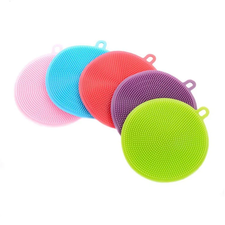 Heat Resistant BPA Free Double Sided Silicon Brush Food Grade Reusable Cleaning silicone Kitchen Sponges for Dishes