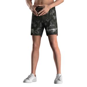 Patrón de camuflaje 2 en 1 Pantalones cortos MMA Corte de hendidura alta Tela súper suave y ligera hecha para PRO MMA BJJ Fight Player - Product Image 4