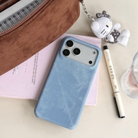 Casing HP iPhone Air 17 16 15 14 13 12 11 Pro Max dari Bahan Denim Jeans Keras Anti-Sidik Jari, Desain Vintage, dan Pendingin
