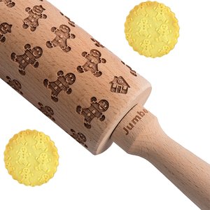 Rouleau à pâtisserie en bois gravé pour Noël et rouleau à pâtisserie gravé en relief avec emporte-pièce gratuit pour la <span class=keywords><strong>d</strong></span>écoration de biscuits - Product Image 4