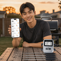 Termometer Daging Nirkabel Digital dengan 4 Probe untuk Pemantauan Multi-Makanan Melalui Kontrol Aplikasi Bluetooth untuk BBQ Grill Smoker Dapur