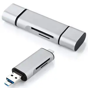 Pembaca Kartu USB OTG Micro USB 2 Dalam 1, Adaptor Drive Pembaca Kartu Chip Pembaca Kartu SD untuk Ponsel Pintar Komputer