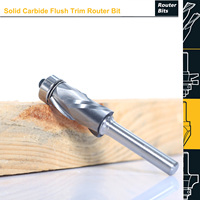 Fraise à rainurer ultra-performante à coupe descendante avec roulement inférieur, motif en spirale pour le travail du bois, tige de 1/4 pouce