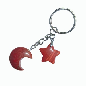 Porte-clés en pierre de jaspe rouge polie avec chaîne métallique intégrée pour décoration intérieure de voiture et fournitures d'artisanat en gros - Product Image 1