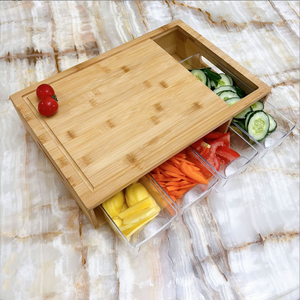 Taglieri in bambù con contenitori estraibili in plastica per set da cucina con custodia portaoggetti - Product Image 3