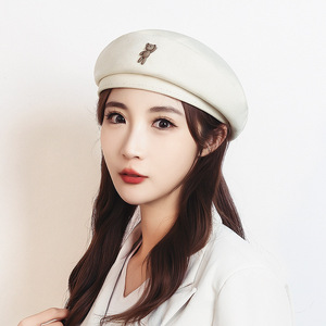 Cute Bear Beret Women's Canvas Hat Face Shaping Little Painter Hat For Spring Autumn Korean Style Retro Cartoon Design - Product Image 2