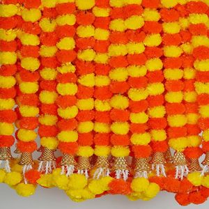 Ghirlanda Decorativa di Halloween Huaien, Ghirlanda di Fiori di Calendula Finta con Campanelle, Stile Messicano del Giorno dei Morti e Sud-Est Asiatico - Product Image 1