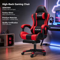 ALINUNU Chaise de jeu ergonomique à dossier haut pour usage domestique, en cuir PU, avec repose-pieds