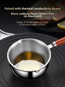 Mini olla de aceite de acero inoxidable de alta calidad con mango de madera 304 utensilios de cocina de acero de tres capas fábrica al por mayor Splash Pan Rope - Product Image 4