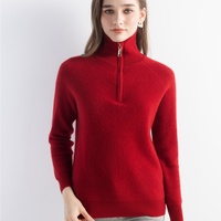 Pull en cachemire 100% pour femme, demi-zip, tricot brioche, pull décontracté basique chaud en cachemire de Mongolie intérieure, couleur crème