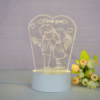 Lanterne en acrylique LED 3D personnalisée, design minimaliste et original, écologique, rechargeable par USB, alimentée par courant continu, petite taille pour la Saint-Valentin