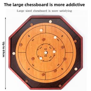 FUKE Jeu de <span class=keywords><strong>Crokinole</strong></span> en Bois Deluxe 3-en-1 avec Dames et Backgammon 69x69cm Luxe Écologique Durable Utilisation Intérieure - Product Image 3
