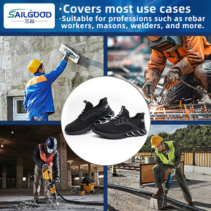 Chaussures de sécurité en maille noire et blanche, légères, avec embout en acier, respirantes, bottes de travail - Product Image 3