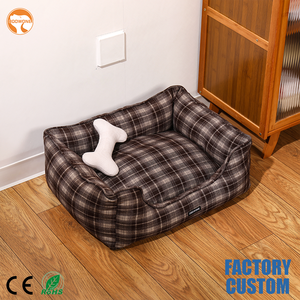 Coussin pour chien en coton à carreaux personnalisé OEM, <span class=keywords><strong>harnais</strong></span> pour chien, lit confortable pour animaux de compagnie, <span class=keywords><strong>harnais</strong></span> en polaire doux de luxe pour petits et moyens chiens - Product Image 1