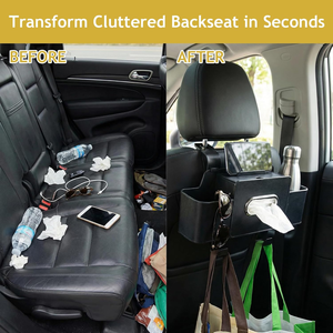 Organizador Multifuncional 4 en 1 para Asiento Trasero <span class=keywords><strong>de</strong></span> Coche con Dispensador <span class=keywords><strong>de</strong></span> Pañuelos, 2 Portavasos, Soporte para Teléfono y Ganchos - Product Image 6