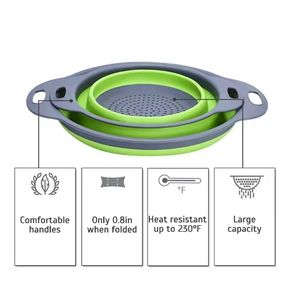 Colador de Silicona Plegable y Flexible, Cesta para Lavar Frutas y Verduras, Escurridor de Platos, Utensilios de Cocina Plegables - Product Image 2