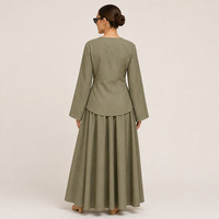 Tenue Modeste Personnalisée Aschulman 2 Pièces : Tunique Asymétrique et Jupe Longue Plissée Maxi pour Femmes Musulmanes OEM ODM