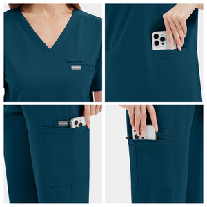 ชุดสครับผู้ชายคุณภาพสูง ทรงขาตรง แบบมีกระเป๋าหลายช่อง สำหรับโรงพยาบาล <span class=keywords><strong>ขา</strong></span>ยส่ง ผ้าเนื้อยืด ระบายอากาศได้ดี ชุดยูนิฟอร์มพยาบาล - Product Image 2