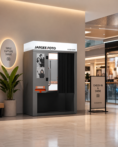 Modern Aurora Selfie Photo Booth Kiosk <b>with</b> DSLR <b>Camera</b> Privacy Curtain for Malls Hotels Events - Product Image 2