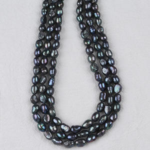 Perles d'eau douce noires de forme baroque de 7-8 mm, blanches naturelles, accessoire de bricolage avec finition brillante, deux trous droits, perles en vrac - Product Image 3