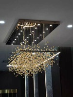 Suspension Moderne de Luxe en Verre Cristal LED, Lustre Personnalisé et Plafonnier pour Villa