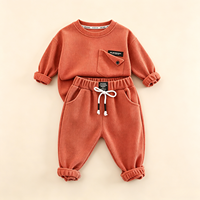 Set Personalizzato per Bambini con Felpa e Pantaloni in Tessuto Waffle, Abbigliamento Casual Caldo in Policotone, Servizio Diretto di Fabbrica