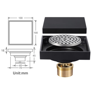 Drenaje de Piso Cuadrado Personalizado de Acero Inoxidable SUS304 Moderno con Inserto para Azulejos, Anti-olor, para Ducha, Hotel y Baño - Product Image 4