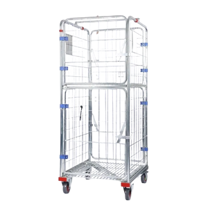 Chariot de stockage en fil métallique pliable à 4 côtés avec 1 étagère et loquet TR-83731725-B, capacité de 500 kg - Product Image 2