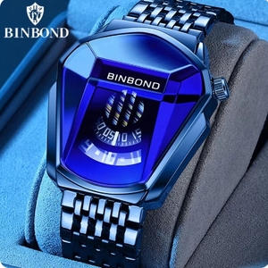 BINBOND 01 Touch Screen uomo moda popolare concetto di <span class=keywords><strong>moto</strong></span> orologio al quarzo Business Casual acciaio luminoso cinturino in maglia orologio da polso - Product Image 4