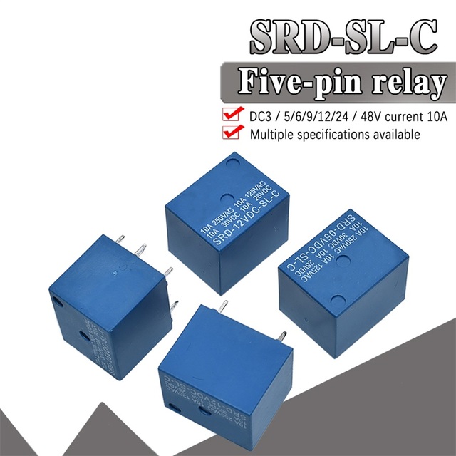 SONGLE Power Relay SRD-12VDC-SL-C SRD-03V 05V 09V 12V 24VDC-SL-A -SL-C 5V DC SRD-05VDC-SL-C 5Pin