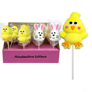 Venta al por mayor a granel colorido personalizado forma patrón suave algodón malvavisco caramelo sabores afrutados piruleta suave para fiesta <span class=keywords><strong>de</strong></span> Pascua - Product Image 2