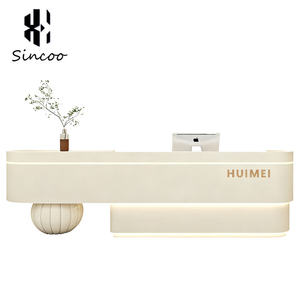 Offre Spéciale : Bureau d'accueil personnalisable en pierre artificielle et bois avec logo et couleur au choix pour salons et magasins - Product Image 6