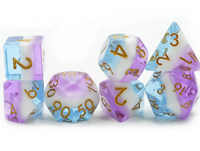 Jeu de dés polyédriques artisanaux en résine et acrylique, 7 pièces, 3 couleurs réfléchissantes, écologiques, durables, bords tranchants pour Dungeons & Dragons