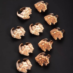 Wolf Head Ring Men's Animal Zodiac Jewelry Party Fashion Hip Hop Style Rose Gold Tone XHJ-021 - Product Image 2
