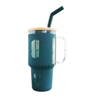 JM Best-seller Tasse à eau pour voiture 32oz Tasse de voyage à sublimation avec poignée et paille Tasse à thé en verre à double paroi isolée