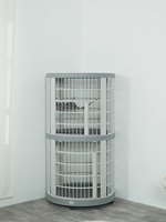 Grande cage à chat moderne en métal pour intérieur, enclos pour animaux de compagnie avec plateau en plastique et finition thermolaquée
