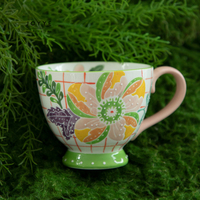 Tasses en céramique de style bohème de la marque Joyye, 16 oz (450 ml), peintes à la main avec des fleurs roses, pour les fêtes et la maison, en stock