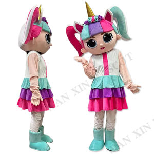 Licorne <span class=keywords><strong>Lol</strong></span> personnage mascotte <span class=keywords><strong>Lol</strong></span> fille poupée mascotte costume Cosplay fête rose adulte blanc licorne mascotte costume - Product Image 1