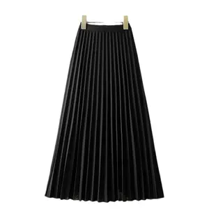 High-end elegant fashion plus size pleated skirt for women 2024 new vertical high waist mid-length casual all-match skirt