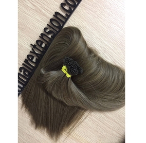 Extensions de cheveux naturels vietnamiens en gros, type I-Tip, lisses, brun clair, pré-collées à la kératine - Product Image 1